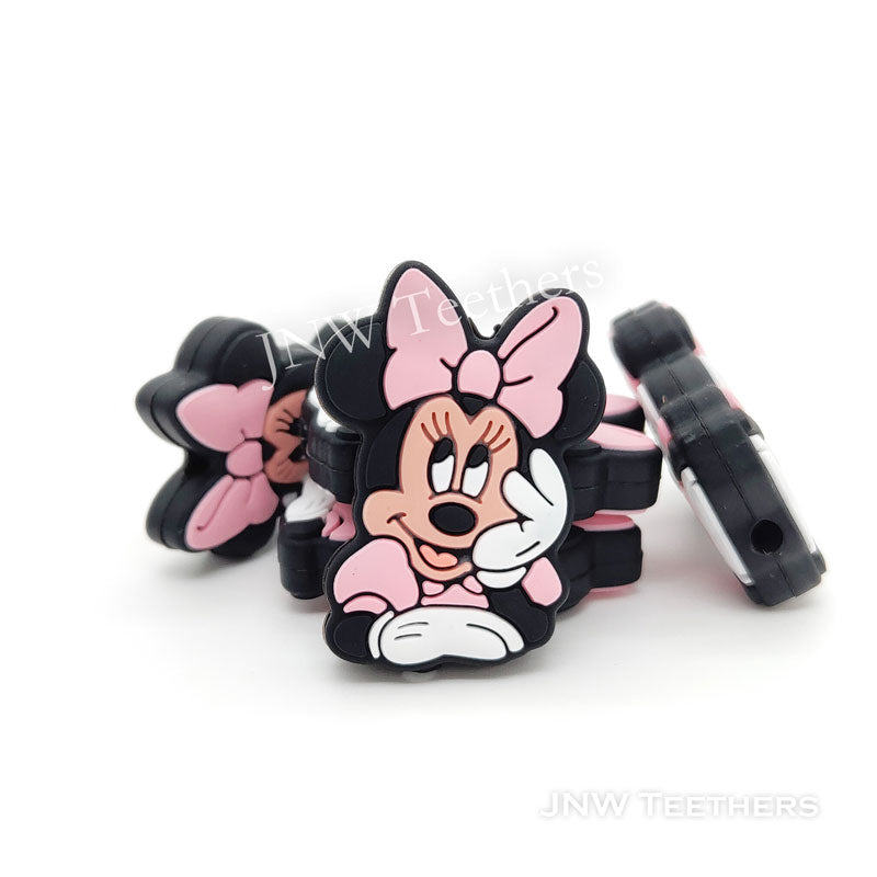 Pink Cartoon Mouse Silicone Focal Beads
