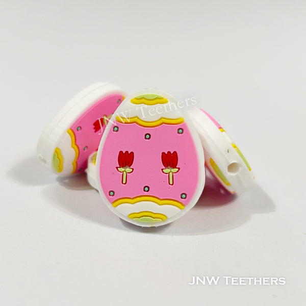 Pink Easter eggs silicone focal beads