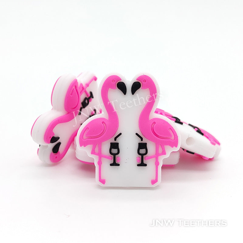 Pink flamingo silicone focal beads
