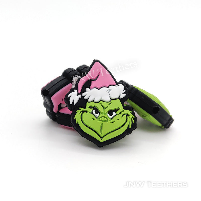 Pink Hat Grinch Silicone Focal Beads