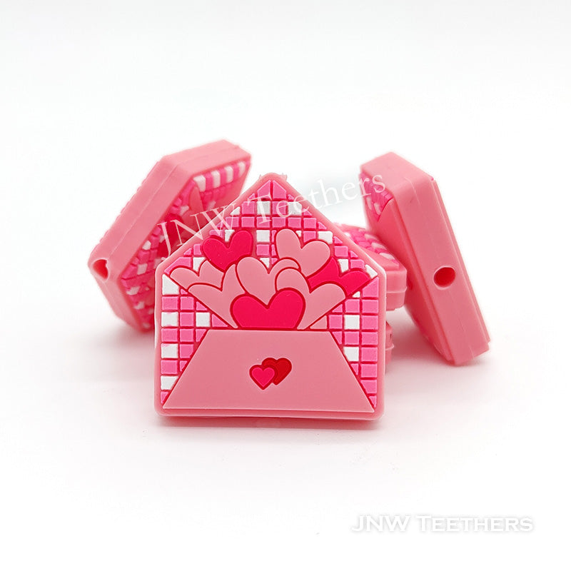 Pink Love Envelope Silicone Focal Beads