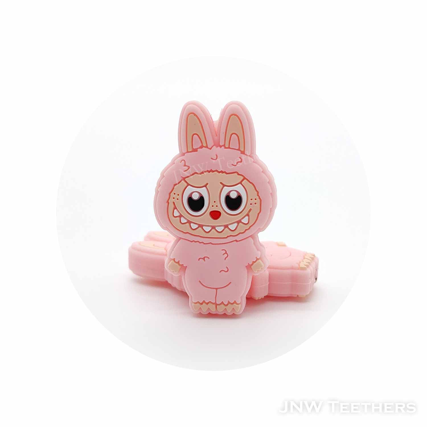 Pink monster doll focal silicone beads