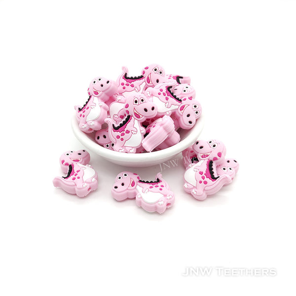 pink cute cartoon Dinosaur silicone focal beads
