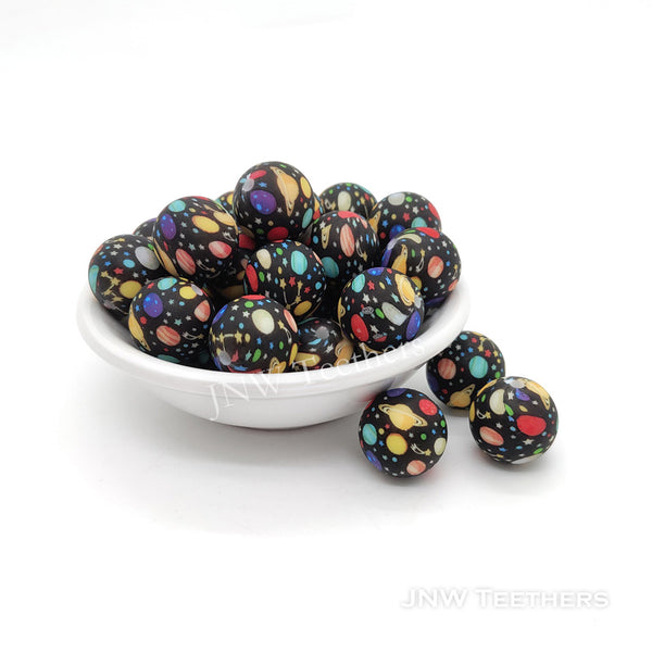 Planet Print 15mm Silicone Round Beads - JNWTeethers 