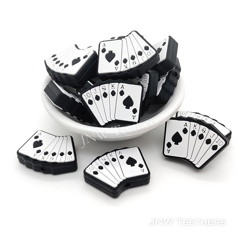 Poker playing cards silicone focal beads