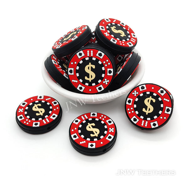 Poker chips silicone focal beads