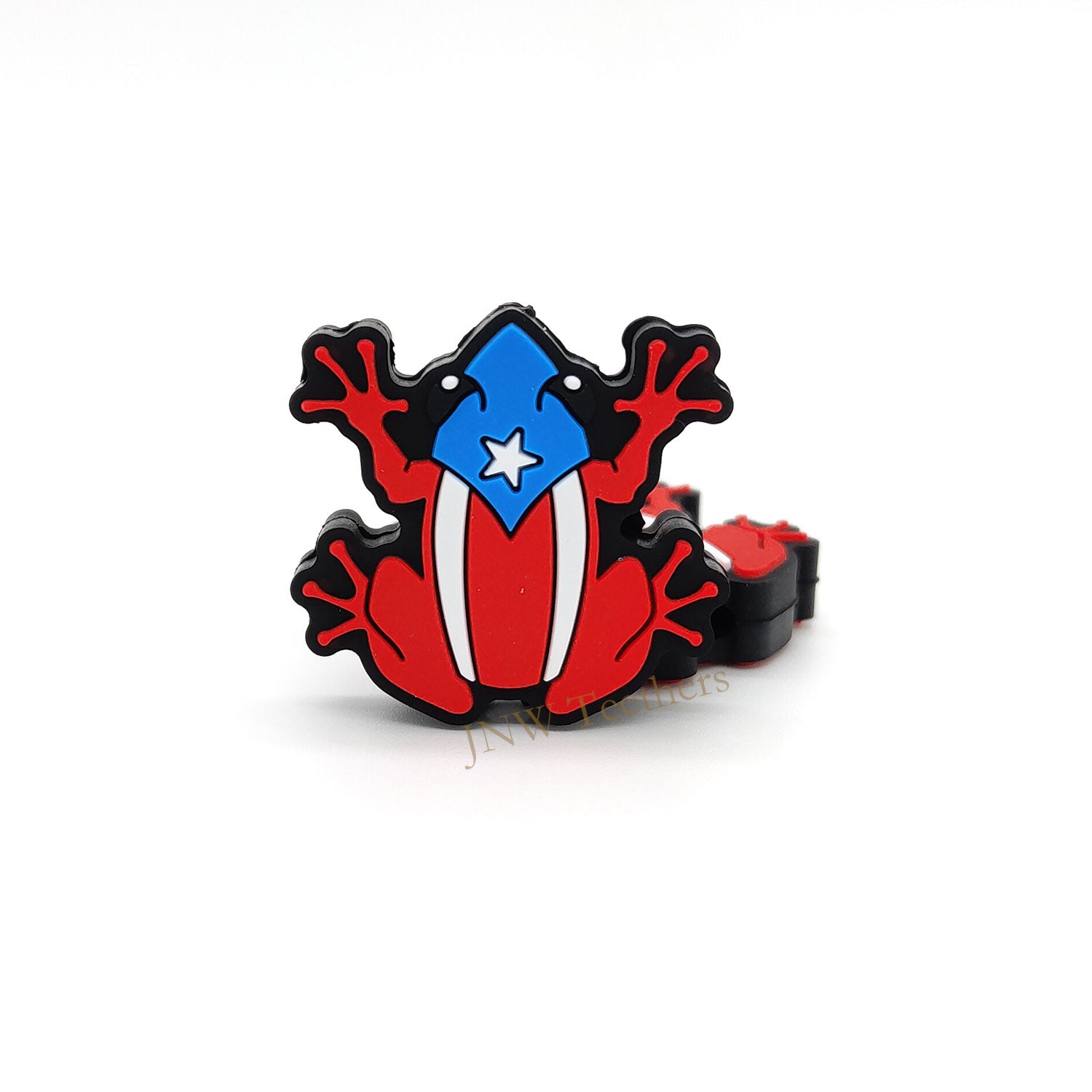 Puerto Rican Flag Frog Silicone Focal Beads