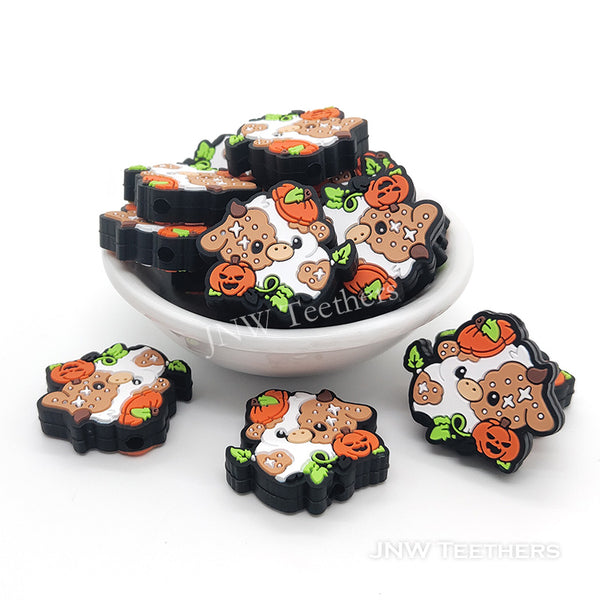 Pumpkin cow silicone focal beads