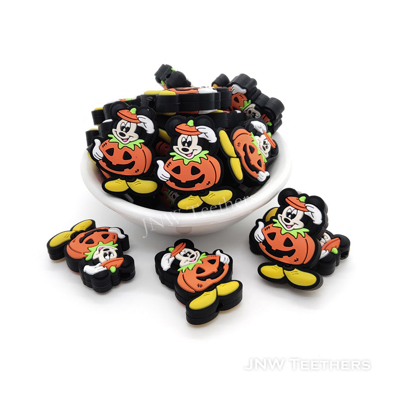 Halloween Pumpkin Mini Cartoon Mouse Silicone Focal Beads