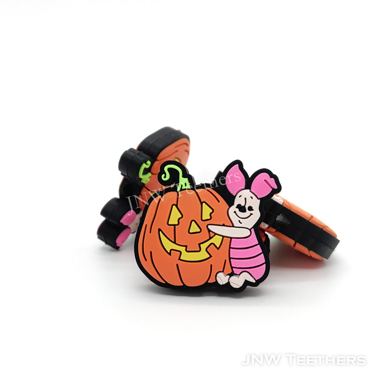 Cartoon piglet and halloween pumpkin silicone focal beads