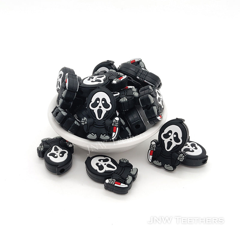 Black Halloween Skully Ghost Silicone Beads, Silicone Focal Beads Wholesale