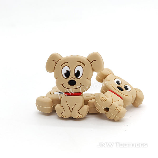 Puppy dog silicone focal beads beige