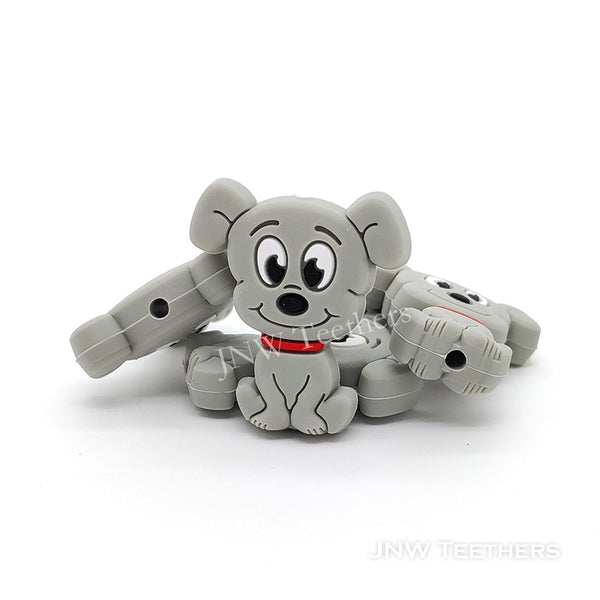 Puppy dog silicone focal beads gray
