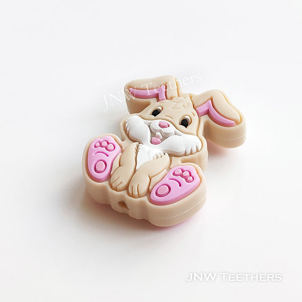 Bunny silicone focal beads beige