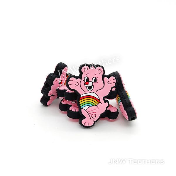 Pink Rainbow Bear Silicone Focal Beads