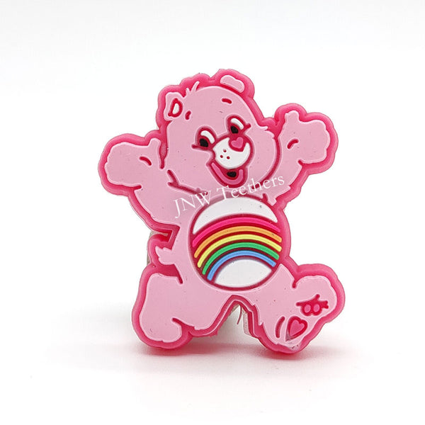 Rainbow Bear Silicone Focal Beads Pink