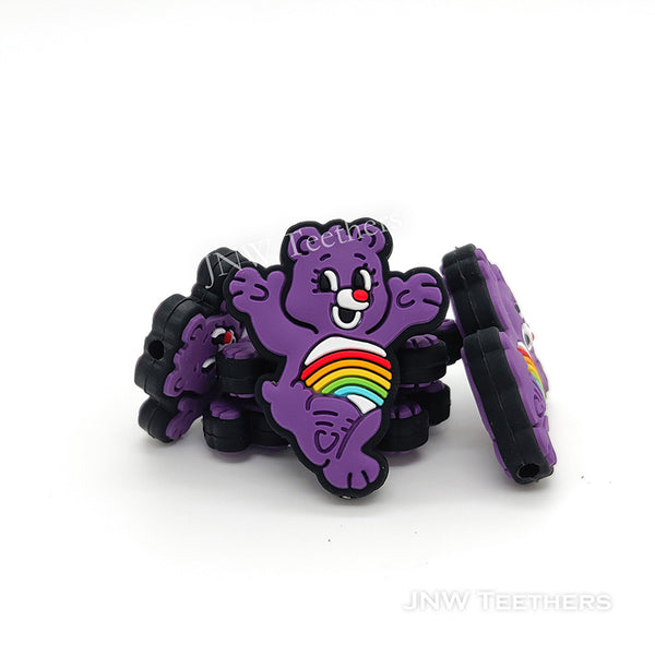 Rainbow Purple Bear Silicone Focal Beads