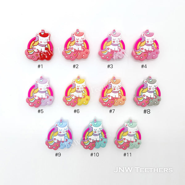 Pack 5 Rainbow Heart Unicorn Silicone Focal Beads
