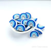 Rainbow silicone focal beads blue