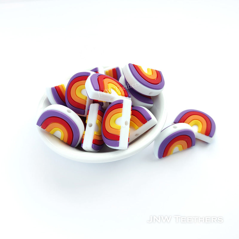Rainbow silicone focal beads red