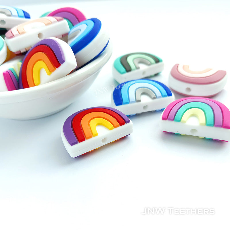 rainbow silicone focal beads