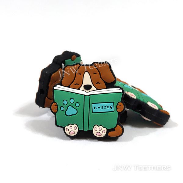 Brown puppy dog readingsilicone focal beads