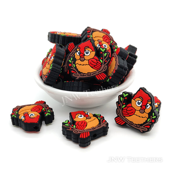 Red bird silicone focal beads