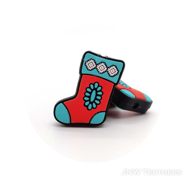 Red Christmas Stockings silicone focal beads