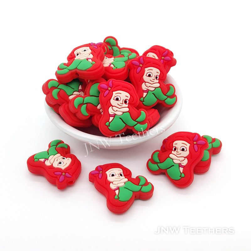 red hair mermaid silicone focal beads