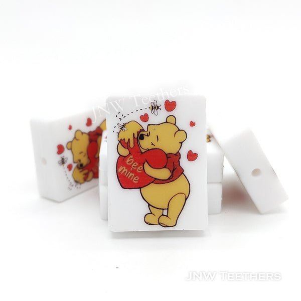 Red Heart Pooh Bear Silicone Focal Beads