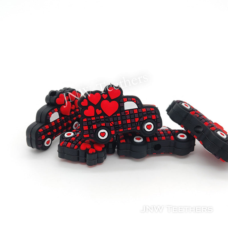 Red Heart in Truck Silicone Focal Beads