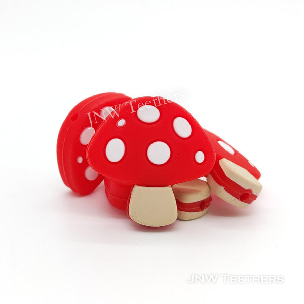 Red Mushroom silicone focal beads