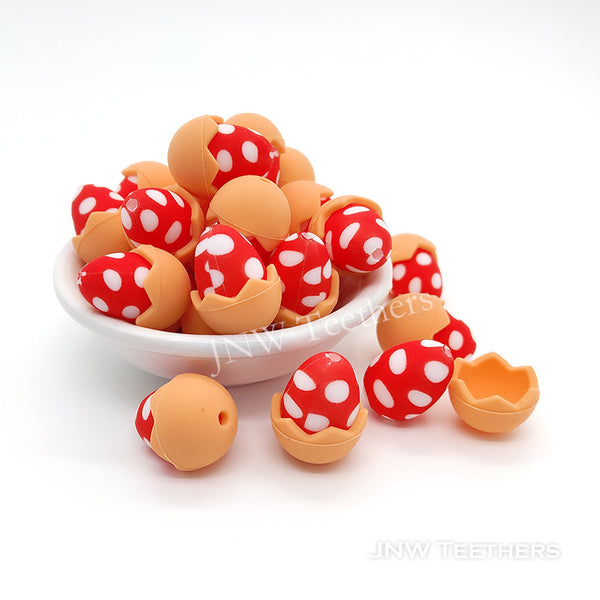 Red polka dot Easter Eggs silicone focal beads