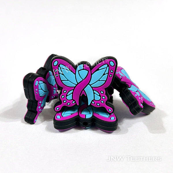Ribbon butterfly silicone focal beads