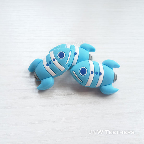 Rocket silicone focal beads blue