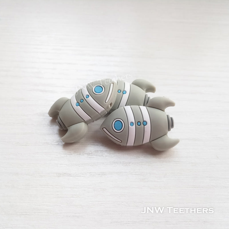 Rocket silicone focal beads gray