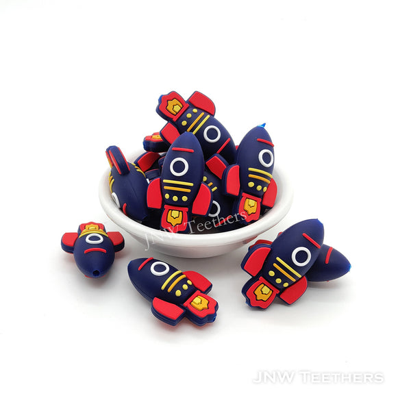 Rocket Silicone Focal Beads Navy Blue