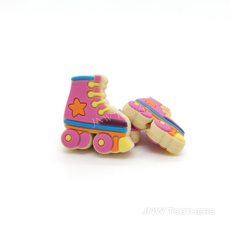 Roller silicone focal beads pink