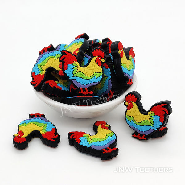 Rooster silicone focal beads