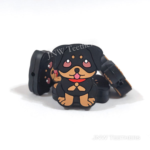 Rottweiler dog reading silicone focal beads
