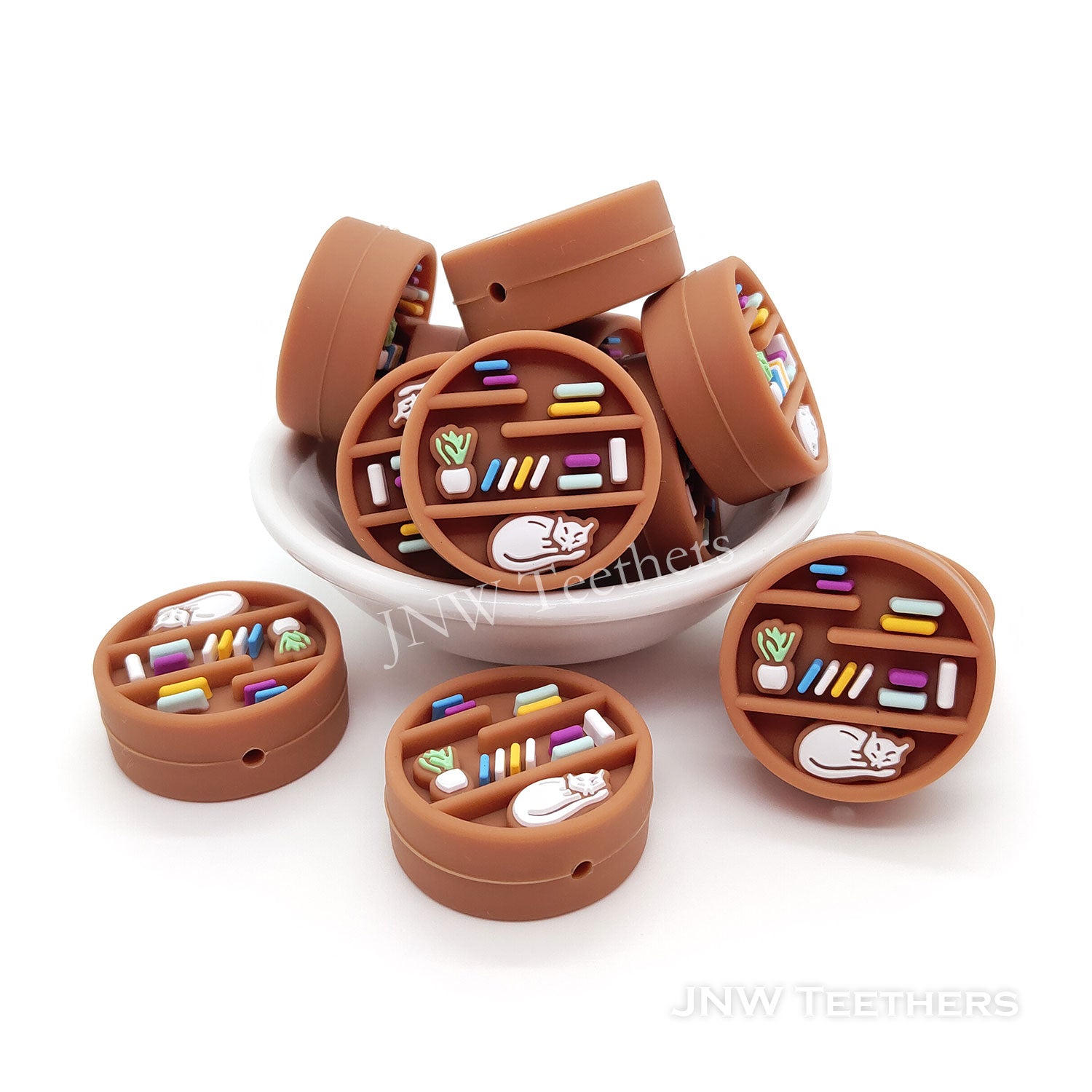 Round shape bookcase silicone focal beads