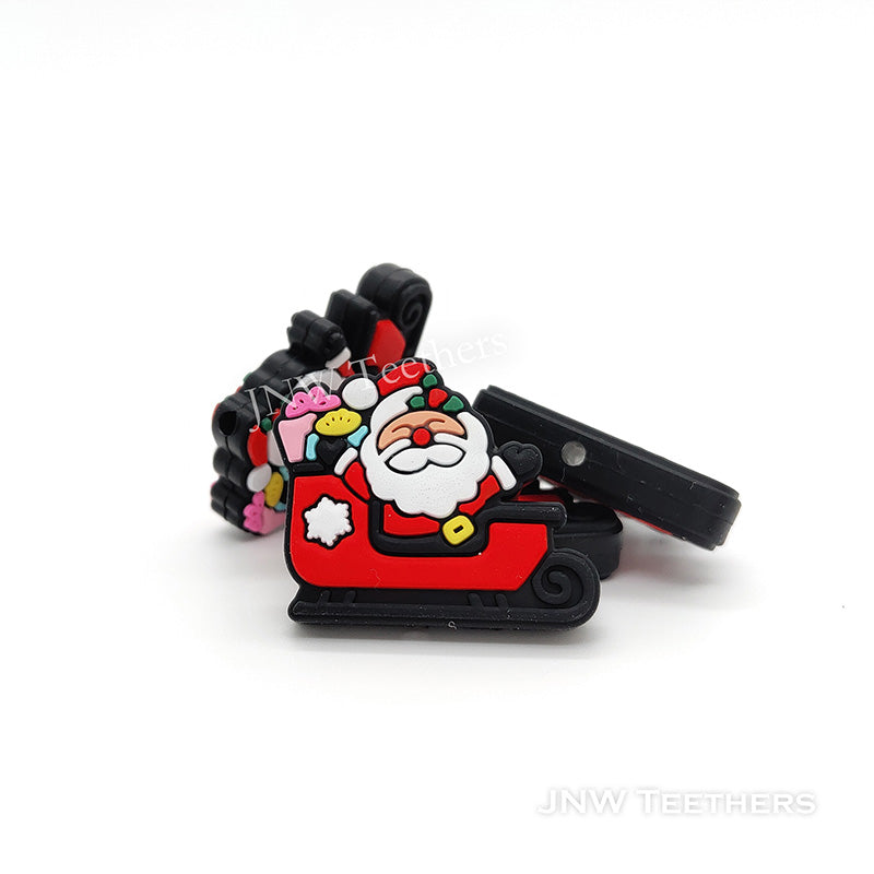 Christmas Santa Claus Red Truck Silicone Focal Beads