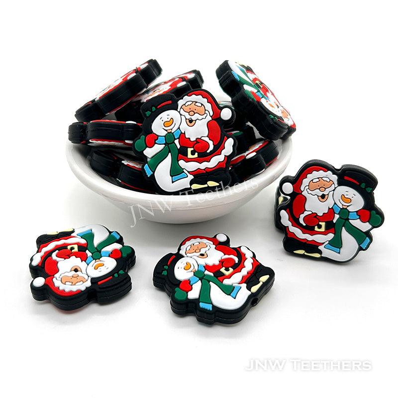 Christmas Santa and snowman silicone focal bead