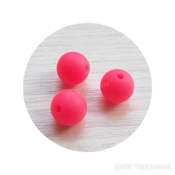 #3 Shock pink Silicone round beads 9mm 12mm 15mm JNWTeethers