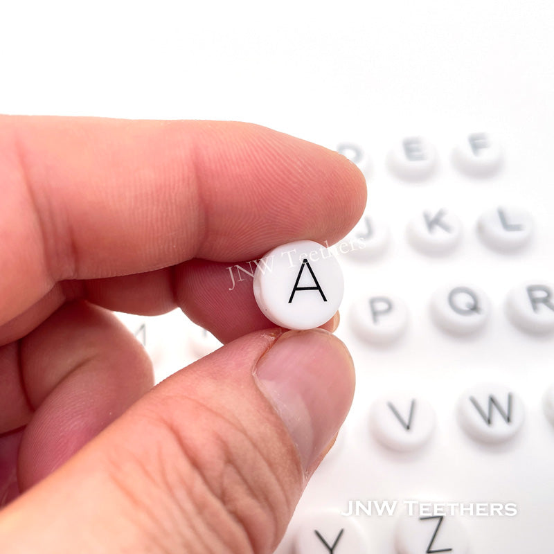 12mm plain round silicone letter beads