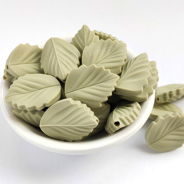 Pack 10 Leaf Silicone Beads