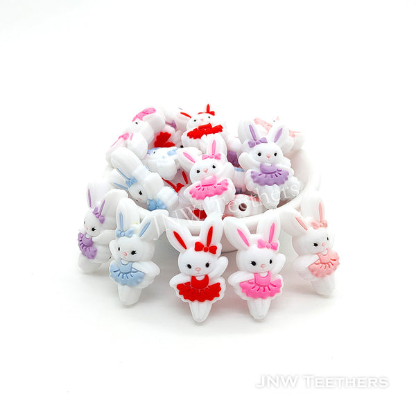 Dancing bunny silicone focal beads