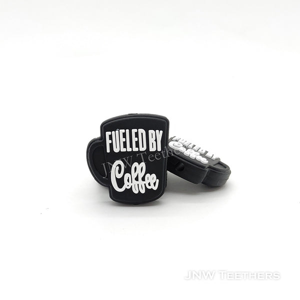 Black   Fueled by Coffee Silicone Beads