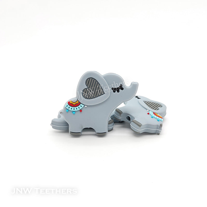 Light  Gray  Elephant Silicone Beads, Silicone Focal Beads