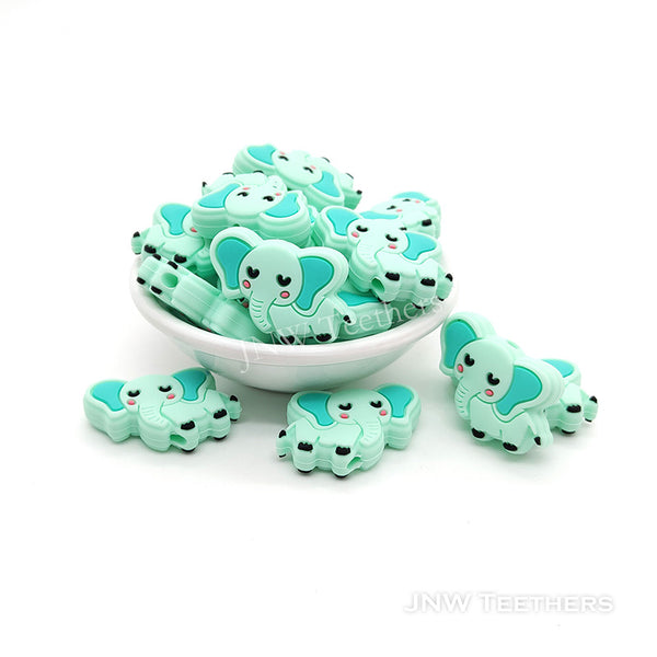 Mint  Elephant Silicone Beads